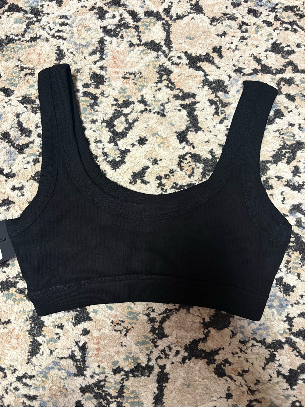SHE Darc Black Ribbed Scoop-Neck Bralette - Size XS - Picture 3 of 4